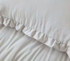 Chezmoi Collection Nora 2-Piece Ruffled Edge Trim Soft Washed Microfiber Comforter Set (Twin, Light Gray)