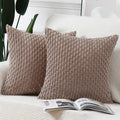 Madizz Pack Of 2 Boho Corduroy Striped Throw Pillow Covers 24X24 Inch Brown Soft Decorative Cushion Cover For Bedroom Sofa Pillo