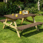 Famibay 3 Piece Picnic Table Cover And Bench Covers Waterproof Polyester Camping Table Cover With Elastic Washable Fitted Picnic Table Cover For Rectangle Tables(Wood Grain,12' X72'+30' X72')