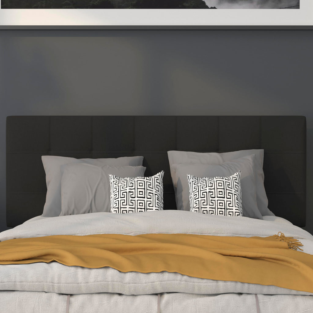 Flash Furniture Bedford Tufted Upholstered Headboard For Full Size Bed, Contemporary Fabric Tufted Headboard With Adjustable Height, Black