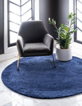 Unique Loom Solo Collection Area Rug - Calabasas (3 3 Round, Navy Blue)