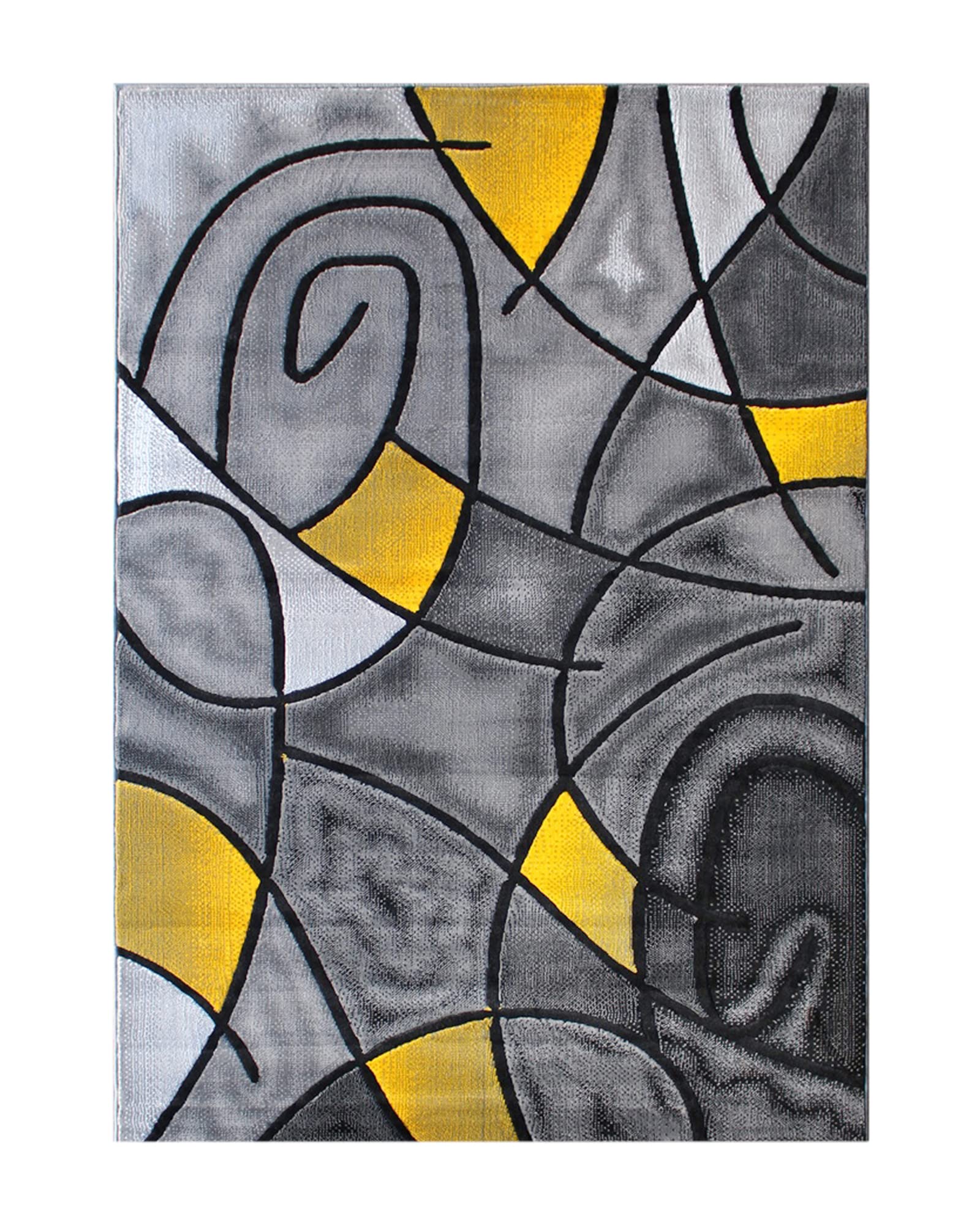 Flash Furniture Jubilee Collection Abstract Area Rug - Colorfast Yellow Olefin Rug - 8' X 10' Area Rug - Jute Backing - Living Room, Bedroom, & Family Room