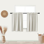 Koufall Kitchen Farmhouse Curtains 36 Inch Length For Small Window Treatments Set Blackout Cafe Tier Boho Short Rv Curtains For Camper Windows 18 X 36 Long Natural Cream White Beige