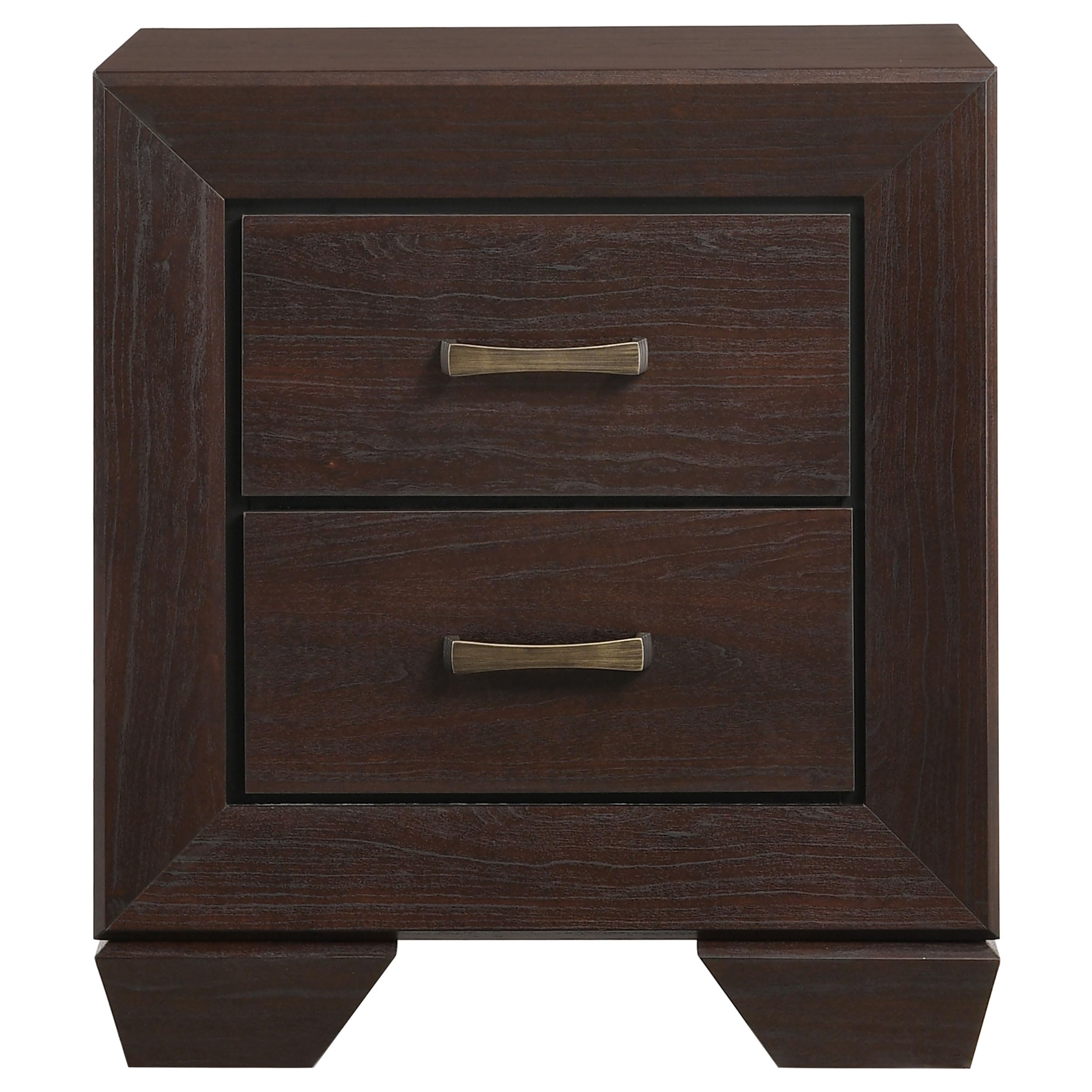 Coaster Home Furnishings Kauffman Transitional Engineered Wood 2-Drawer Bedroom Nightstand Bedside Table Organizer Unit Dark Cocoa 204392
