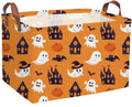 Essme Rectangular Halloween Basket,Kids Baskets Empty with Handles,Cute Baskets for Kids Halloweens Room Decor,Boys and Girls, C