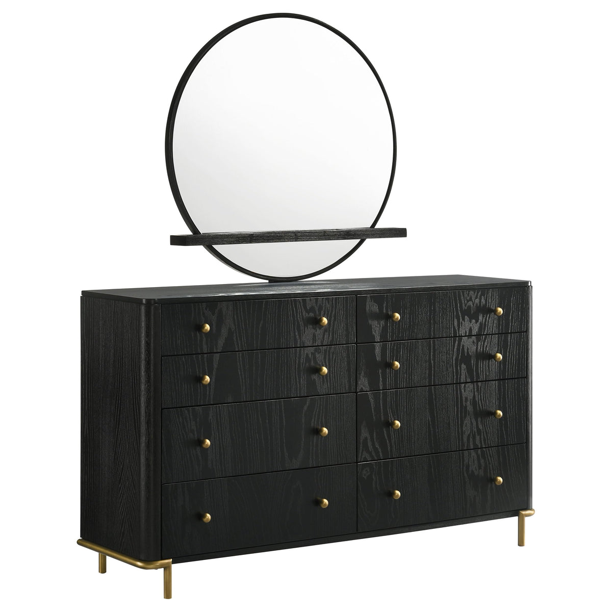 Coaster Home Furnishings Arini Coastal 63-inch 8-Drawer Bedroom Dresser with Mirror Bedroom Clothing Storage Cabinet Wide Chest of Drawers Organizer Unit Black 224333M