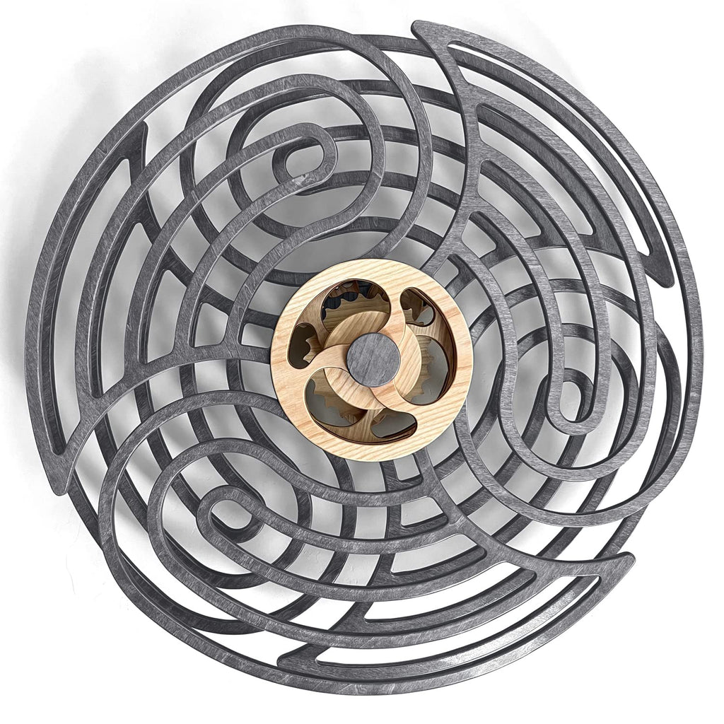 Mindsight Moving Kinetic Wall Art - Wind up to power peaceful 'Ripple' motion (no battery) - Calming Wall D  cor for Living Room