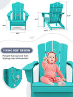 Kingyes Folding Adirondack Chair, Hdpe All-Weather Folding Adirondack Chair, Aruba