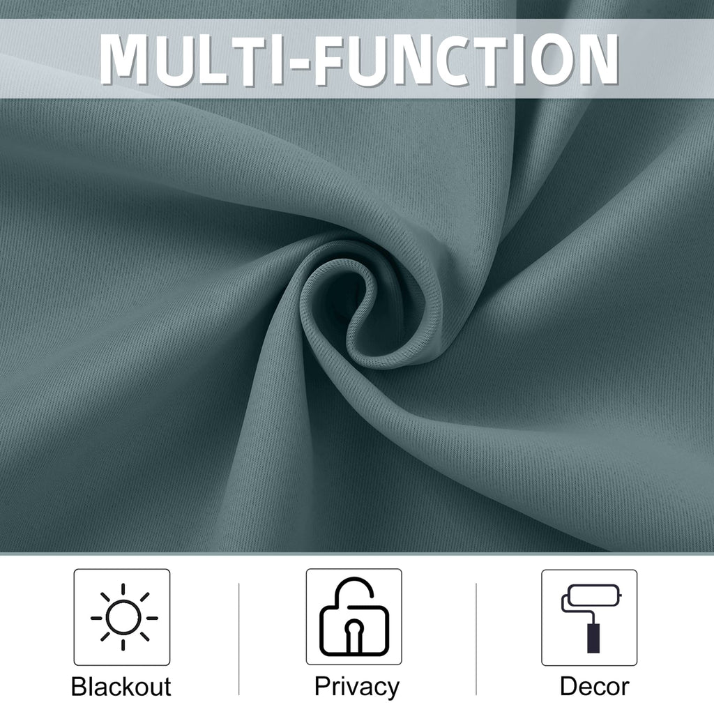 Nicetown Blackout Tiers Short Curtains For Bathroom Window 2 Panels Grommet Thermal Insulated Cafe Curtain For Kitchen/Nursery/Basement Small Windows, 26' Wide By 36' Long, Greyish Blue
