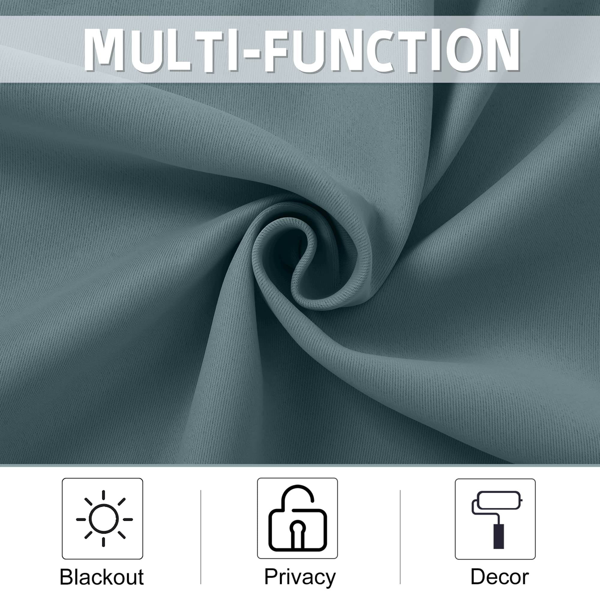 Nicetown Blackout Tiers Short Curtains For Bathroom Window 2 Panels Grommet Thermal Insulated Cafe Curtain For Kitchen/Nursery/Basement Small Windows, 26' Wide By 36' Long, Greyish Blue