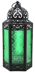 Large Black Metal Decorative Moroccan Lantern Candle Holder Lamp - Indoor/Outdoor, Home Decor, Patio, Weddings, Halloween, Chris