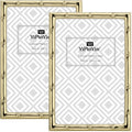 YiPinYin 4x6 Bamboo Detail Design Gold Metal Picture Frame 2pack, Elegant gold Plated Photo Frames 4 x 6 With Soft Touch Vel