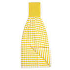 Cackleberry Home Gingham Check Terrycloth Hanging Kitchen Hand Towel Cotton With Button Accent, Set Of 2 (Charcoal Gray)