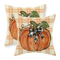 Gohdiwh Fall Pillow Covers 18X18 Set Of 2 Orange Pumpkin Leaf Buffalo Plaid Fall Decor Pillowcase Autumn Thanksgiving Decorative
