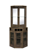 Coaster Furniture Corner Stemware Rack Rustic Oak Bar Cabinet 182303