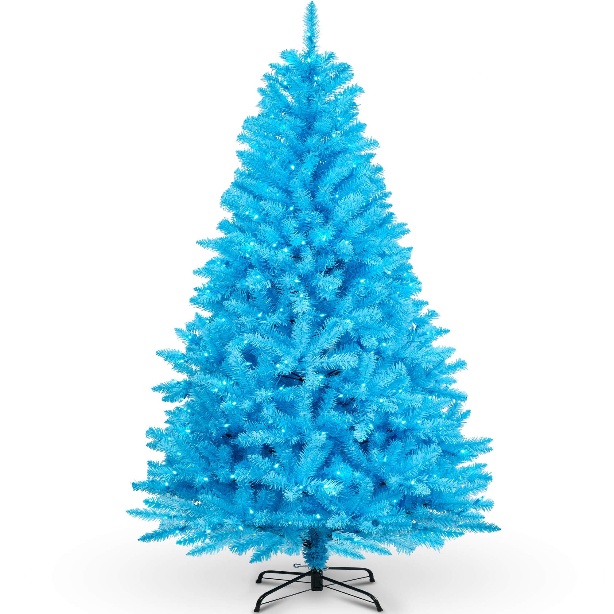 YULETIME 6.5ft Pre-Lit Blue Christmas Tree, Artificial Holiday Decorative Tree with UL Listed 300 Blue LED Christmas Lights (Blu
