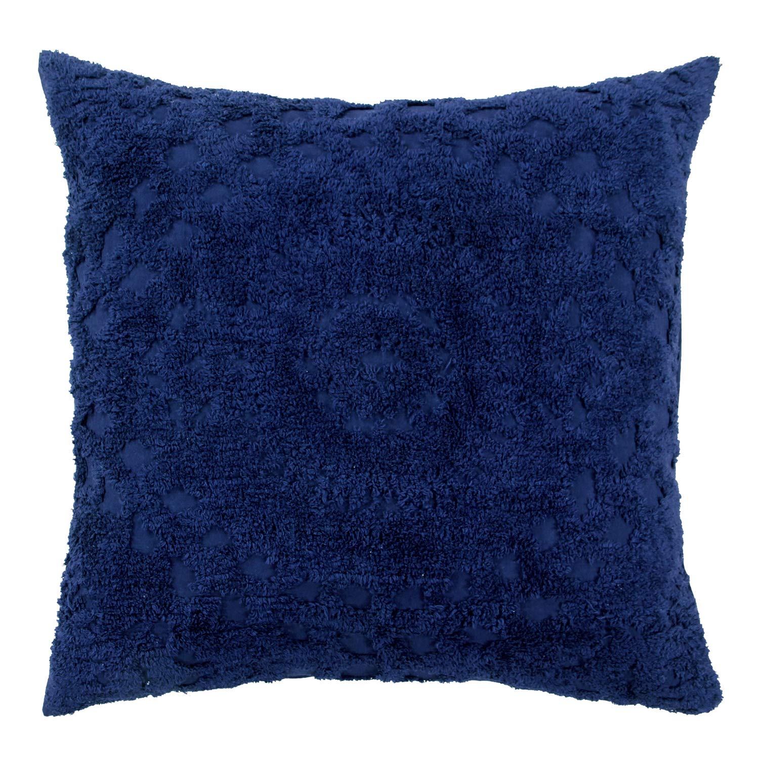 Better Trends Rio Collection Is Super Soft And Light Weight In Floral Design 100% Cotton Tufted Unique Luxurious Machine Washable Tumble Dry, Euro Sham, Navy