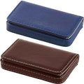Outus 2 Pieces Business Card Holder, Pu Leather Business Card Case Pocket Wallet With Magnetic Shut For Men Women(Coffee, Blue)