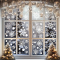 White Snowflakes Window Clings - 8 Sheets 152 Pcs Christmas Snowflake Window Clings Decal Stickers Decor for Glass Windows Class