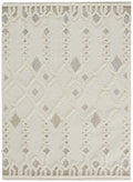 HomeRoots 512805 9 x 12 ft. Ivory Tan & Silver Wool Geometric Hand Tufted Handmade Stain Resistant Rectangle Area Rug