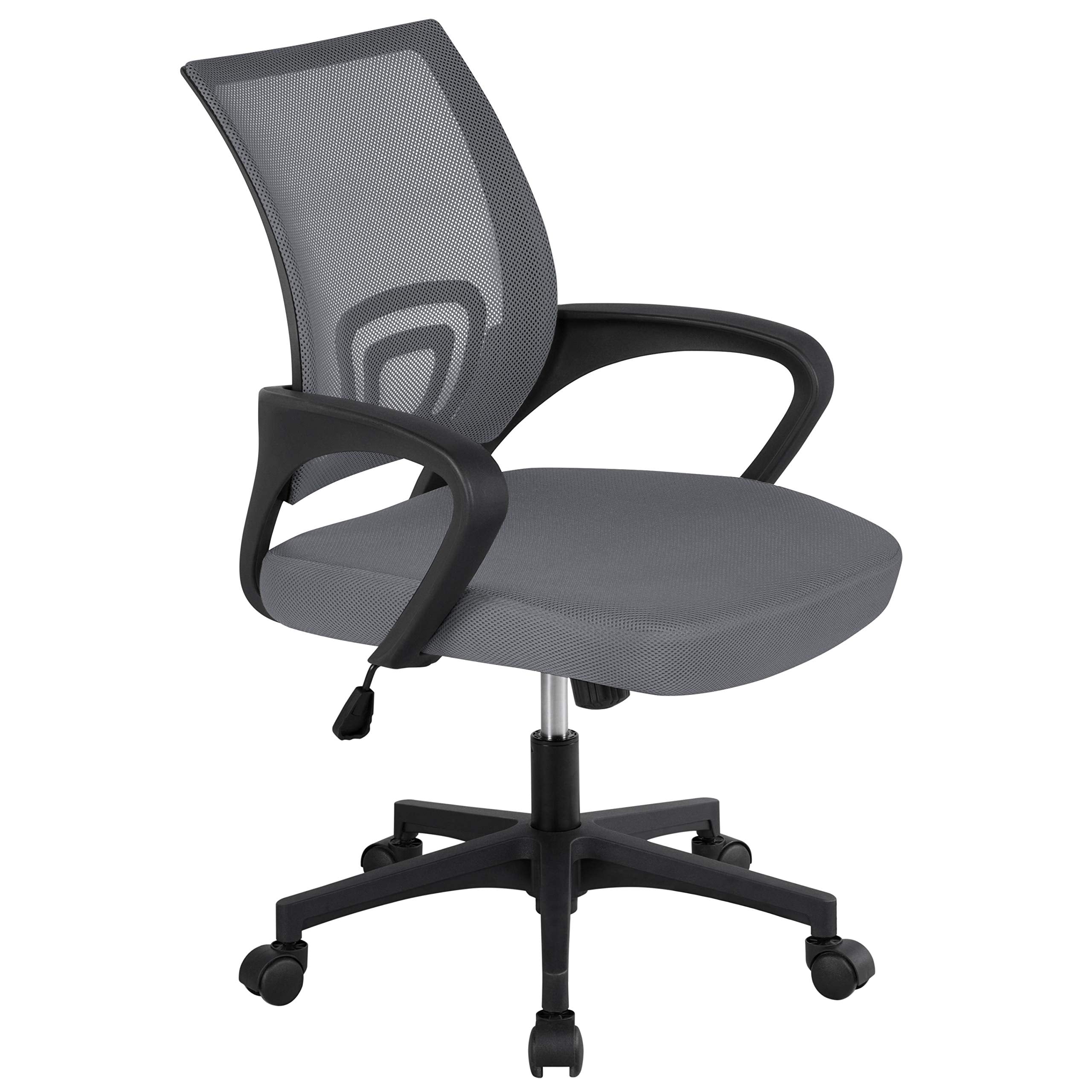 Yaheetech Office Chair Mid Back Executive Task Swivel Rolling Gaming Lumbar Support Modern Desk Computer Ergonomic Mesh Embody Chair Rolly Study Chair With Armrests, Dark Grey