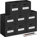 artsdi 13x13 Inch Cube Storage Bins(Set of 8)-Basket Bins with 8 Labels Window Cards & a Pen - Collapsible Storage Organizer Box