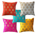Pink Parrot Dopian Silk Designer Decorative Throw Pillow Covers/Cushion Covers (18X18 Inches)  Set Of 5017