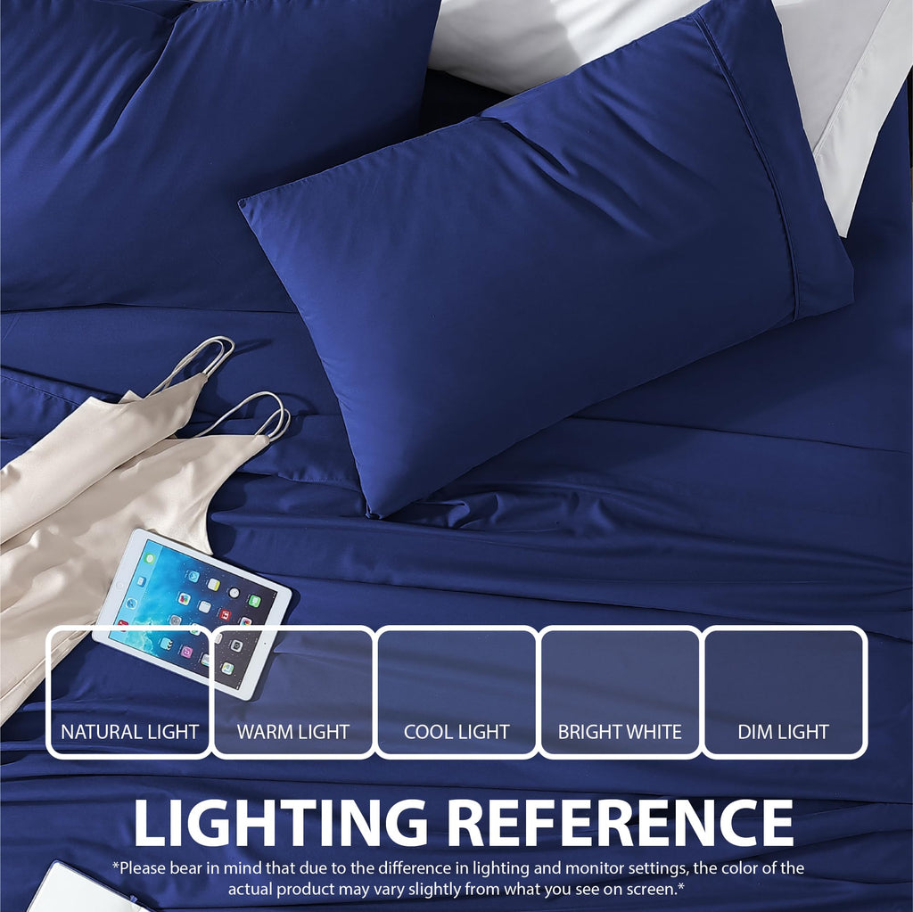 Cathay Home Essentials Ultra Soft Hypoallergenic Wrinkle Resistant Double Brushed Microfiber Bedding Sheet Set, Royal Blue, Full