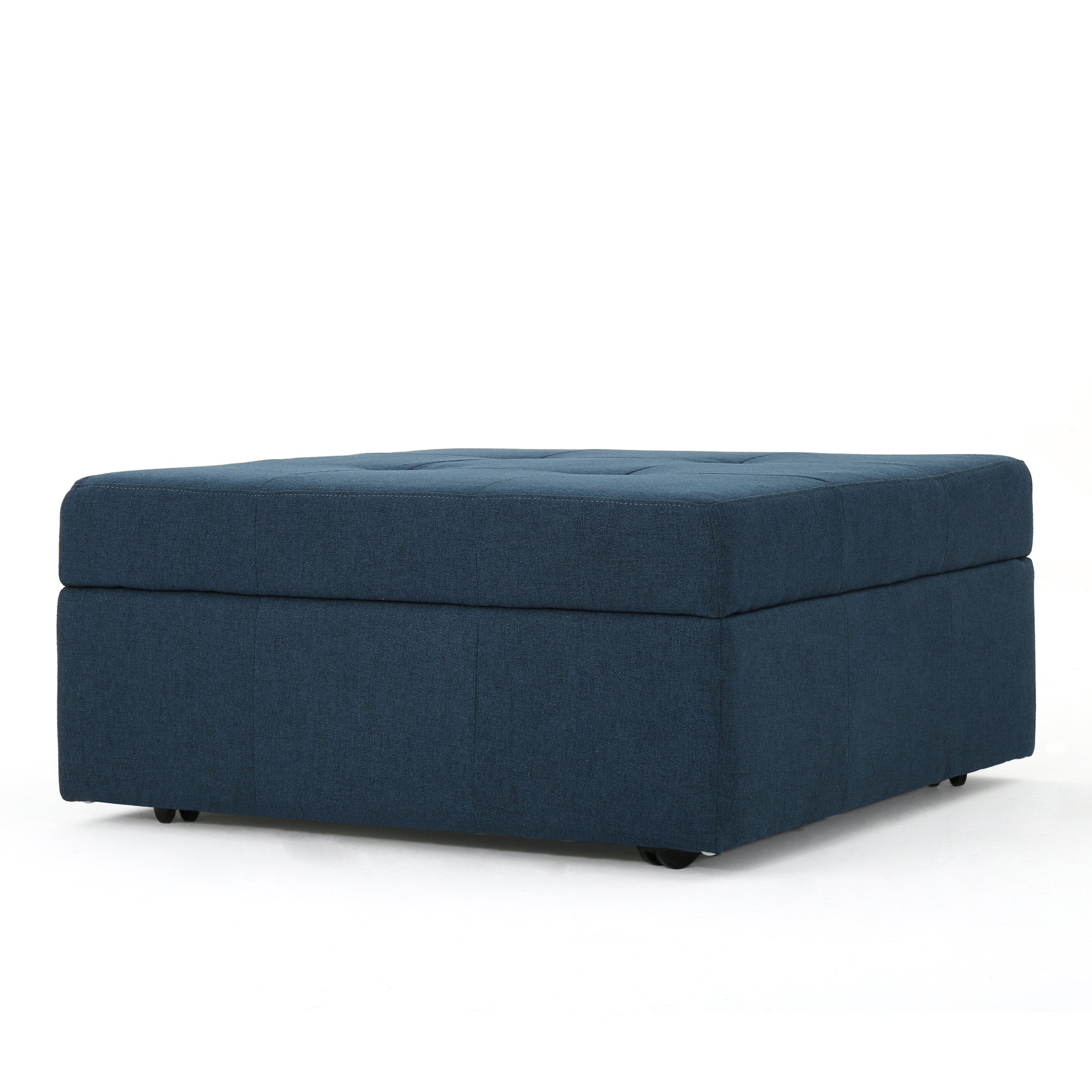 Christopher Knight Home Chatsworth Fabric Storage Ottoman, Navy Blue 30.5' L x 30.5' W x 15.25' H