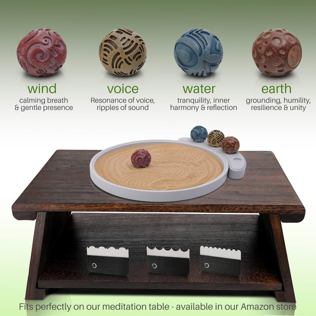 Enso Japanese Zen Garden Kit For Desk - Inori Premium Sand Garden Gift Set For Meditation Therapy - Mini Zen D  Cor Office Deskt