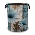 Daisy Butterfly Laundry Basket,Vintage Wood Panel Foldable Oxford Laundry Hamper with Handles,Collapsible Clothes Storage Basket
