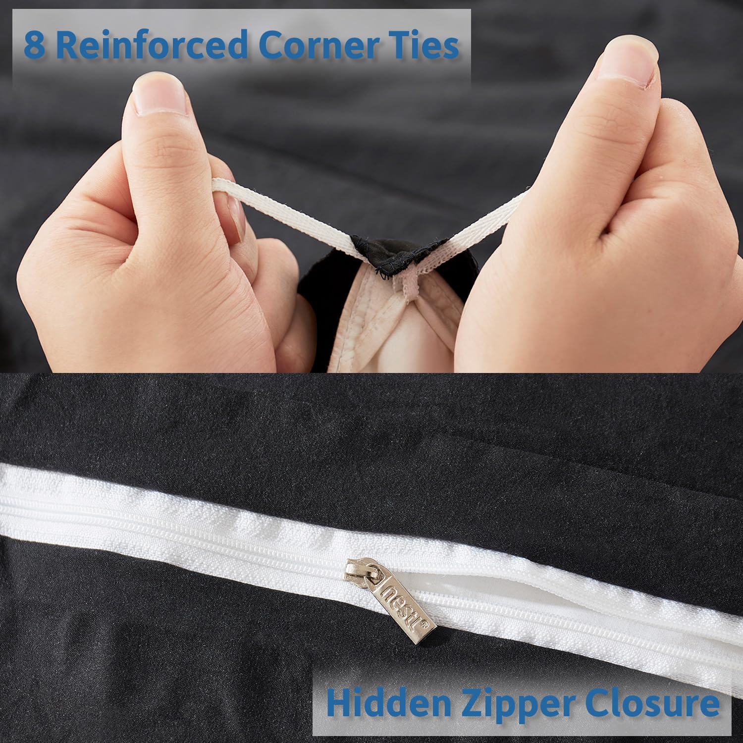 Nestl Black Duvet Cover King Size - Soft Prewashed King Duvet Cover Set, 3 Piece, With Zipper Closure, 1 Duvet Cover 104X90 Inches And 2 Pillow Shams