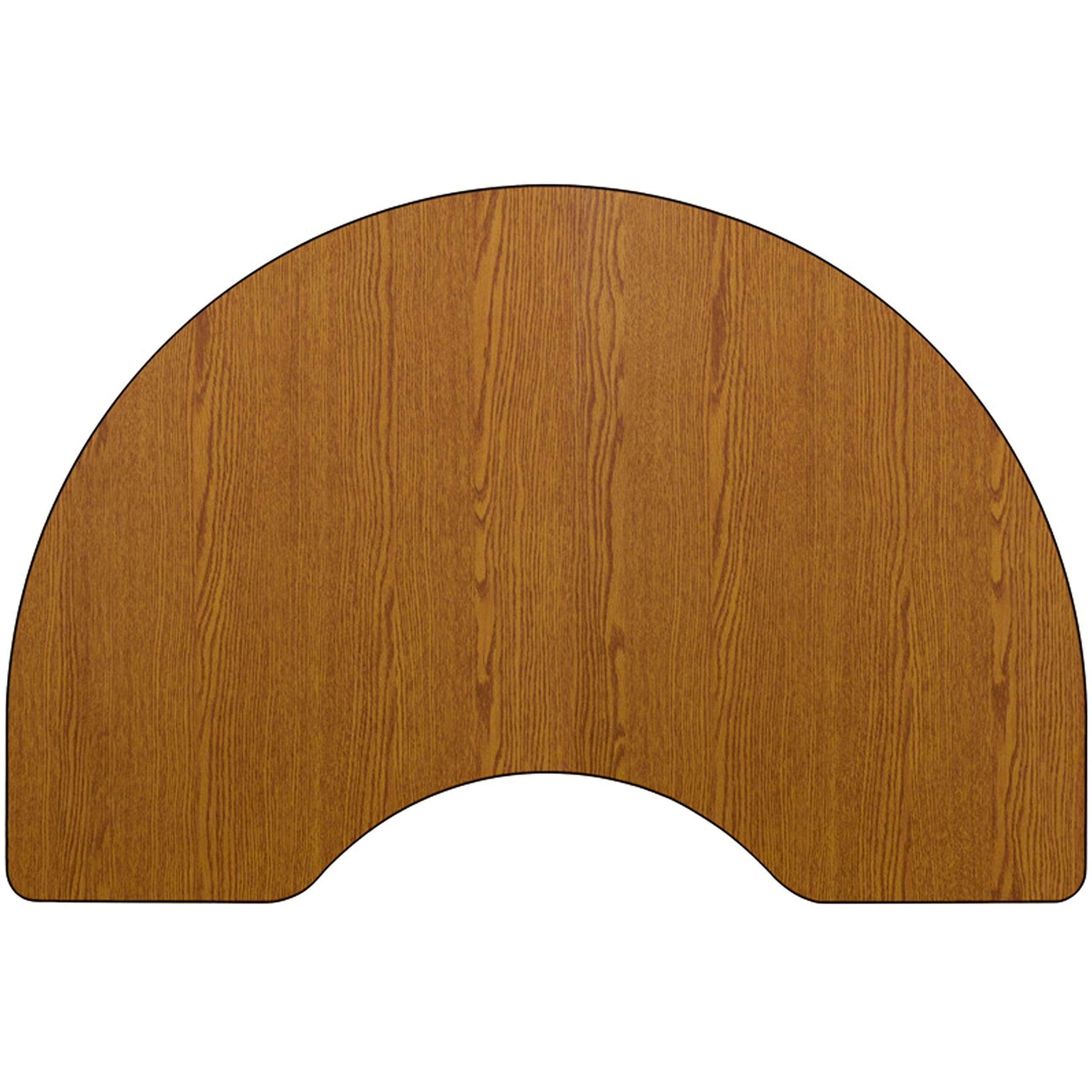 Flash Furniture 48''W x 96''L Kidney Oak Thermal Laminate Activity Table - Height Adjustable Short Legs