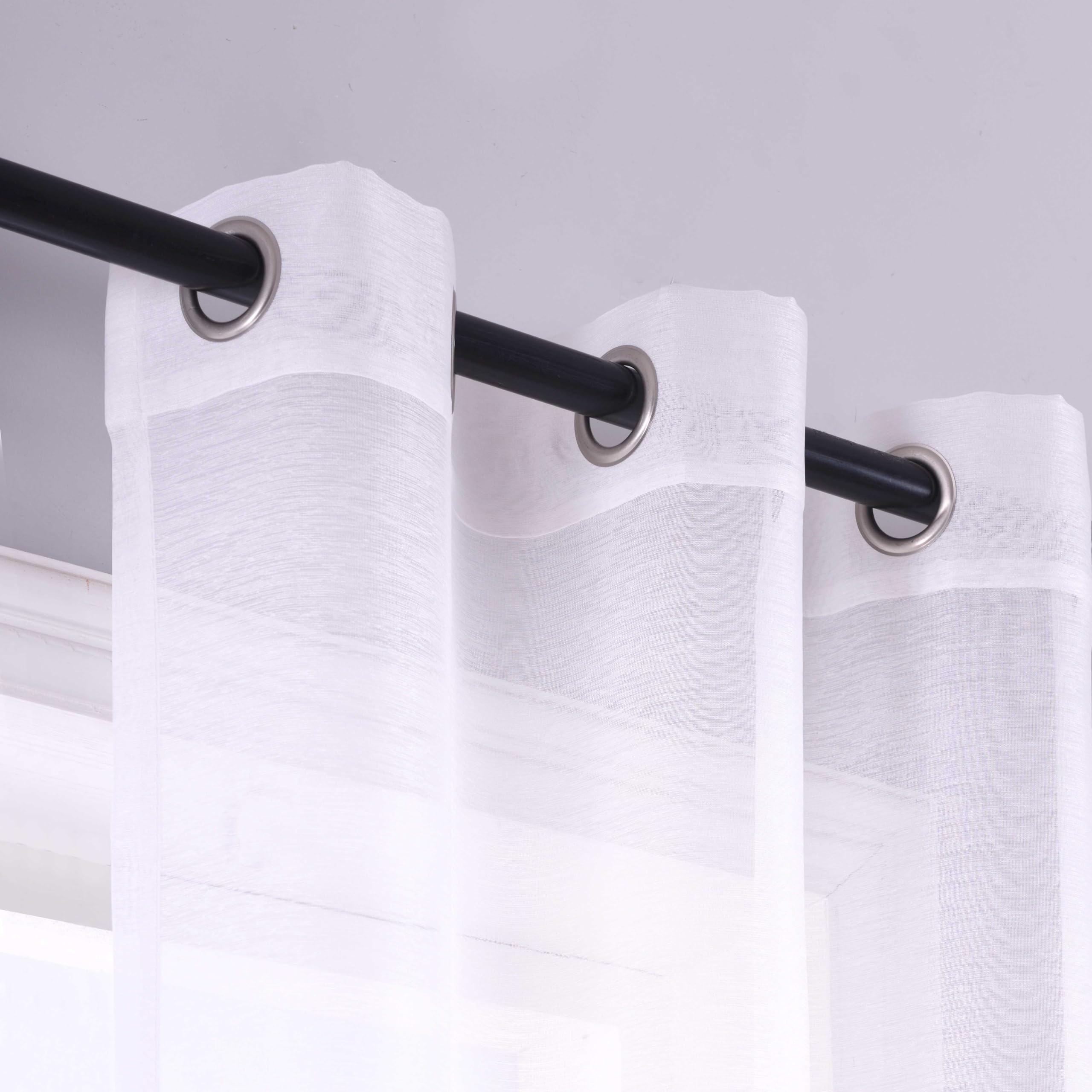 Koufall 90 Inch Curtains Long,Sheer Grommet White Sheers For Bedroom Living Room,90 In Length 2 Panels Set