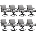 Mellcom Patio Swivel Chair Set Of 8, Heavy Duty Outdoor Dining Chairs With Thickened Cushions, Metal Patio Chairs Gentle Rocker