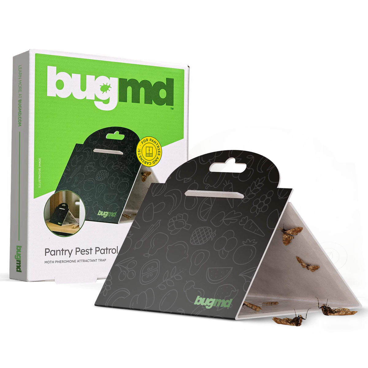 BugMD Pantry Pest Patrol (6 Count, Black) - Moth Traps for Kitchen, Pantry Moth Trap, Bug Trap, Moth Traps for House Pantry, Get