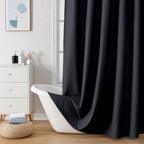 Ovzme Berry Extra Long Black Shower Curtain 96 Inch Long, 3D Embossed Texture Fabric Bathroom Shower Curtain, Large Hotel Bath C