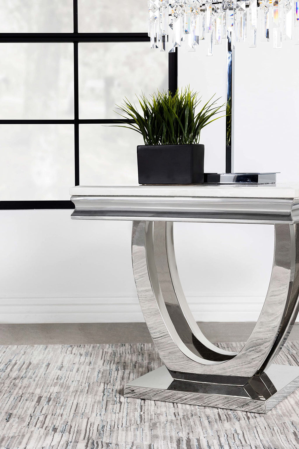 Coaster Home Furnishings Adabella U-Base Square End Table White and Chrome