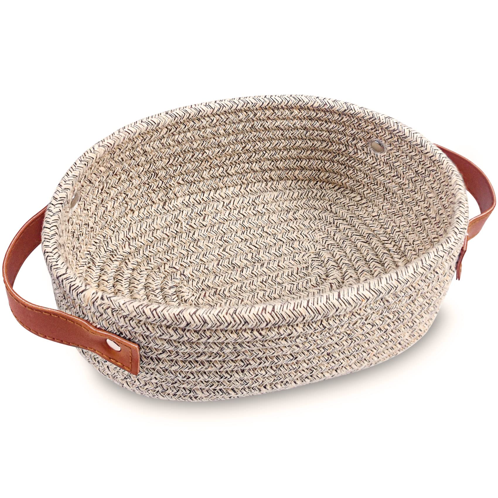 ABenkle Small Woven Basket with Handles, Mini Rope Storage Basket, Cute Shelf Basket, Oval Decorative Hampers for Toy for Nurser