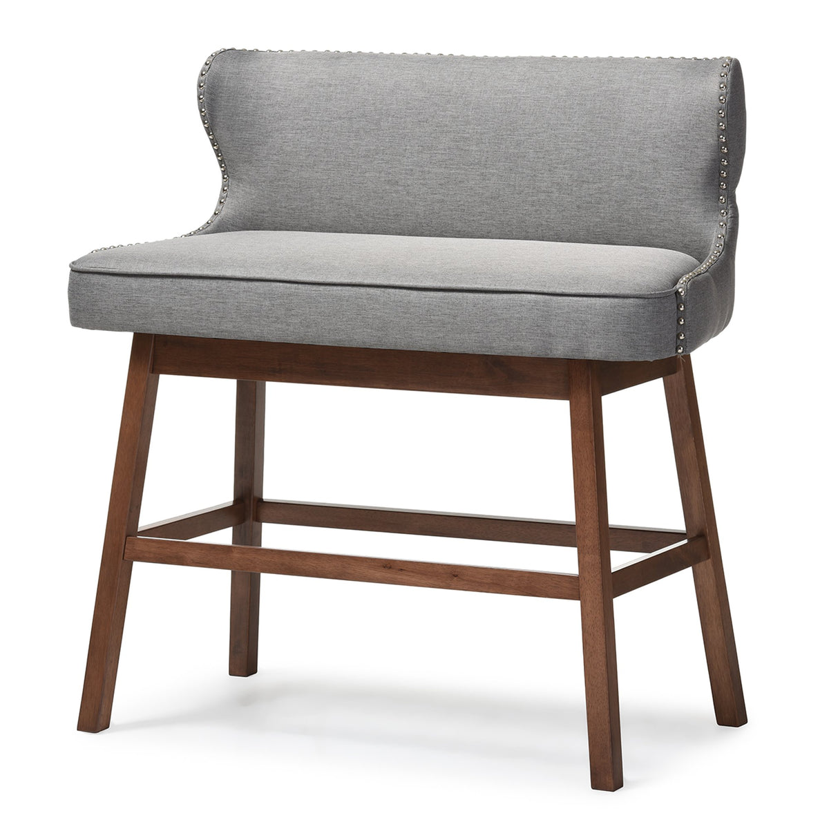 Baxton Studio Gradisca Modern and Contemporary Grey Fabric Button-tufted Upholstered Bar Bench Banquette