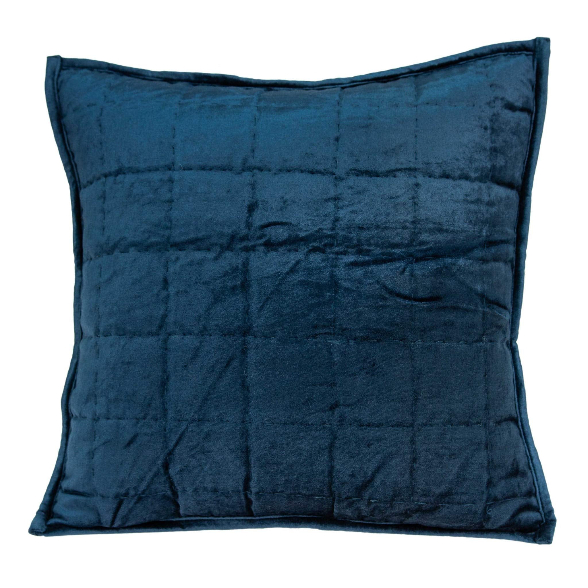 HomeRoots 50% Cotton, 50% Viscose 20 x 7 x 20 Transitional Navy Blue Quilted Pillow Cover with Poly Insert