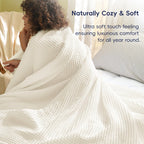 Phf Ultra Soft Waffle Weave Blanket Queen Size 90'X 90'- Washed Lightweight Breathable Cozy Woven Blanket For Bed - Aesthetic Decor For Couch Bedding Sofa Home Car - Coconut White