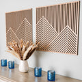 SnugLife 2 Pcs Wood Mountain Wall Art - Modern Wooden Panel Mountain Wall Decor, Decorative Forest Nature Abstract Line Minimali