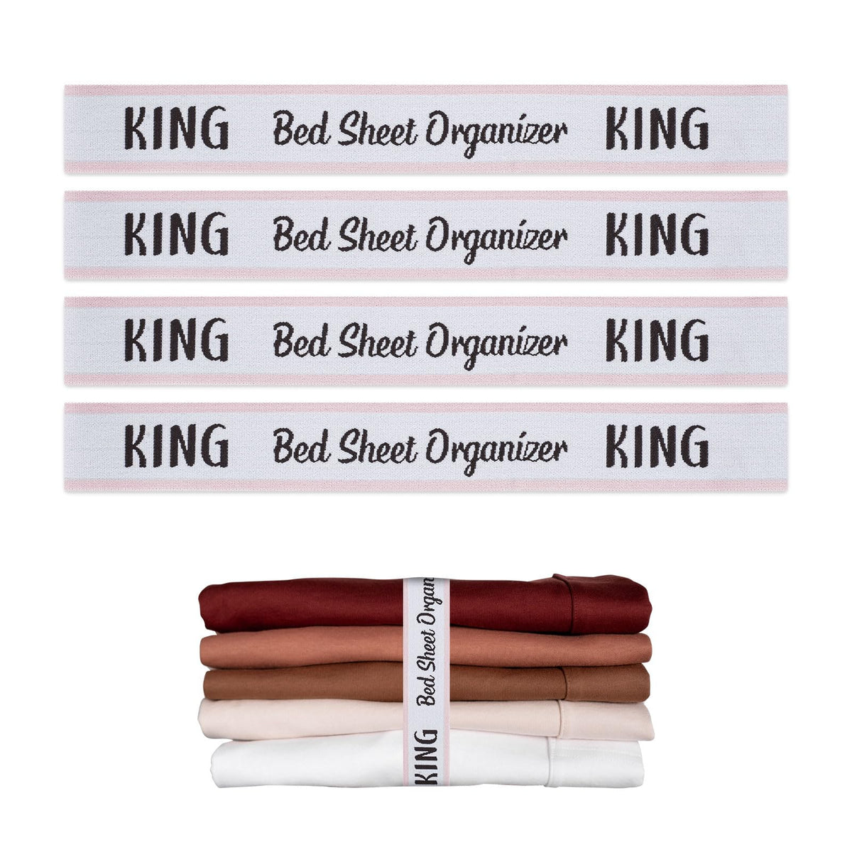 Qoecycth 4Pcs Bed Sheet Organizer Bands, Elastic Sheets Storage Labels And Sheet Keepers For Linen Closet - Bedding Straps For F