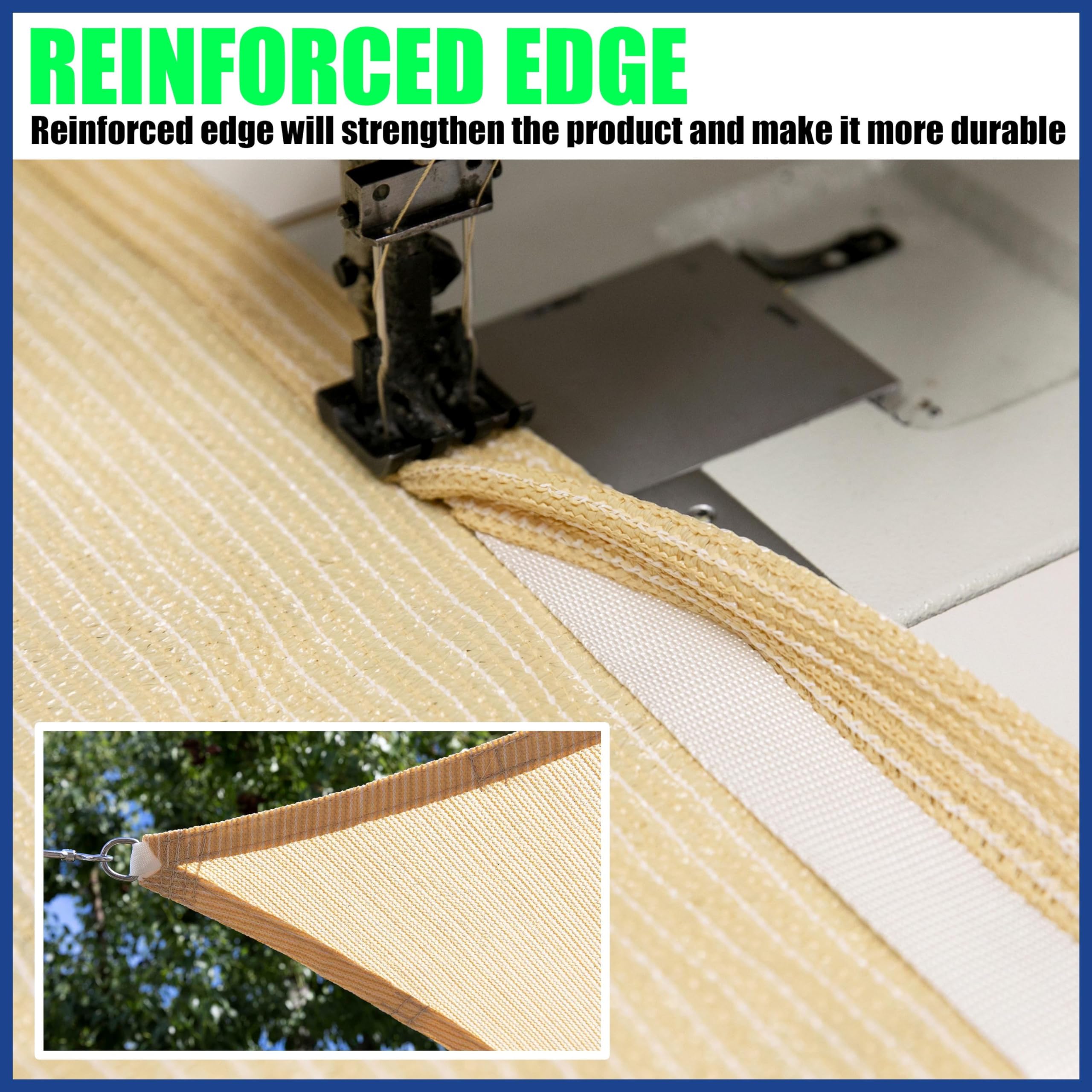 Shademart 13' X 17' Beige Sun Shade Sail Upf50 Rectangle Smtaps16 Canopy Fabric Cloth Screen, Water And Air Permeable & Uv Resis