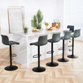 HeuGah Swivel Bar Stools Set of 6, Counter Height Bar Stools with Back, Adjustable Bar Stools 24 to 32, Deep Teal Faux Leather B