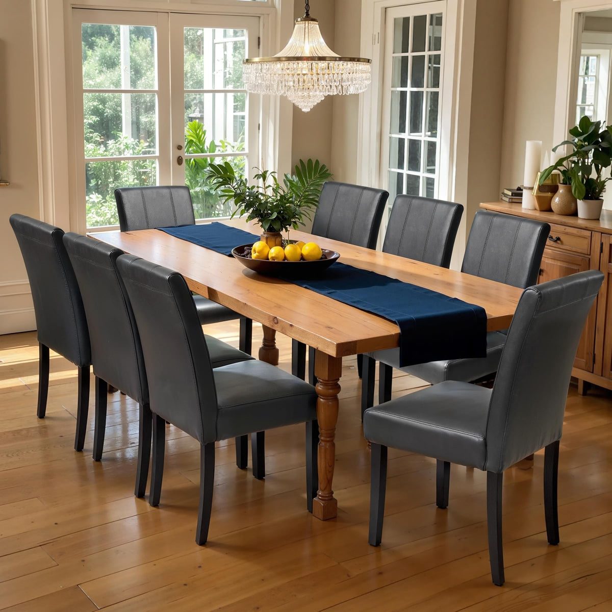 Chun Yi Dining Chairs Set Of 8, Faux Leather Dining Room Chairs, High Back Upholstered Parsons Chairs For Dining Room Kitchen Si