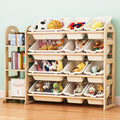 Toy Storage Organizer, Wooden Toy Organizers and Storage with Bookshelf, Toy Storage Shelf with 3 Shelves and 12 Storage Bins, K