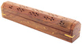 Govinda Wooden Coffin Incense Burner - 12 - Brass Inlays - Storage Compartment - Vines