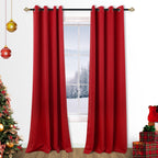 Mrs.Naturall Red Curtains for Bedroom 84 Inch Length 2 Panels Set Blackout Grommet Window Black Out Luxury Curtains for Living R